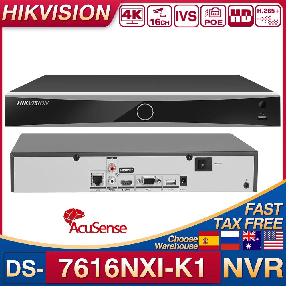 Hikvision AcuSense 4K NVR DS-7616NXI-K1  ̺     Ʈũ , 16-ch 1U K ø, H.265 + 1SATA